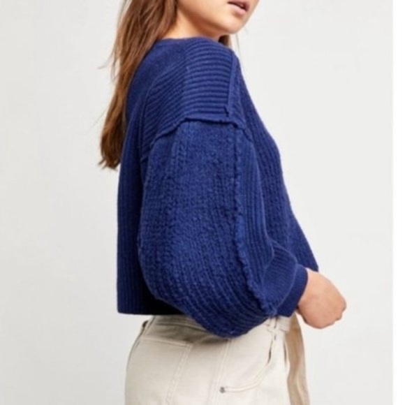 FREE PEOPLE Sea Bright Sweater - Blue - Small - Picture 3 of 4